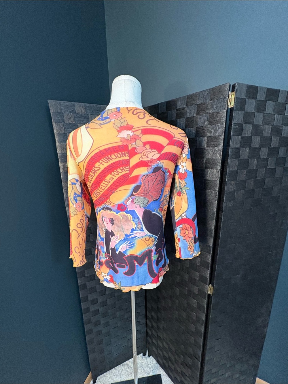 VTG Y2K Paris IQ Graphic Top Pop Art Toulouse-Lautrec Whimsical Tee - Picture 2 of 4
